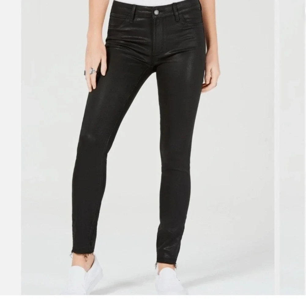 Articles of Society Hilary‎ High Rise  Coated Black Skinny Jeans 26 Raw Hem